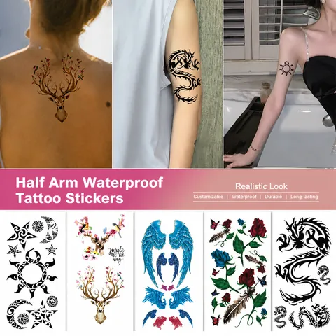 Autocollant Tatouage Temporaire Imperméable Motif Floral Animal Dragon Scorpion Art Corps Maquillage