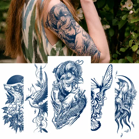 Autocollant de Tatouage au Jus de Herbe Imperméable Tatouage Temporaire Longue Durée