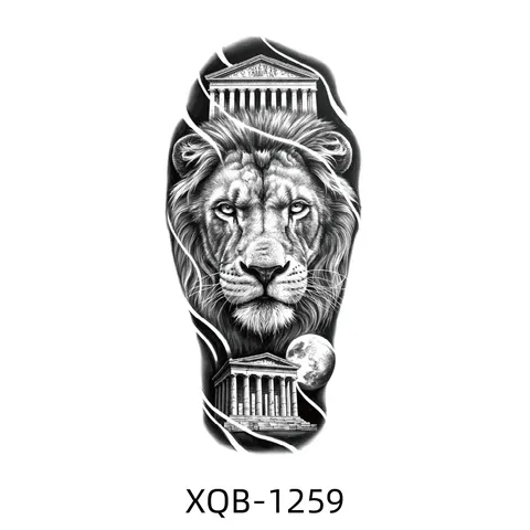 Autocollants de Tatouage Temporaire Imperméables Faux Tatouage de Bras Noir Animal Lion Loup Totem Art Corporel Maquillage Pour Hommes et Femmes
