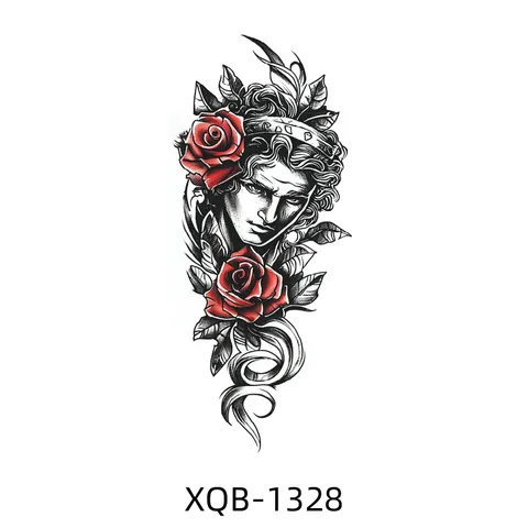 Autocollant de Tatouage Temporaire par Transfert d'Eau Imperméable Demi-Bras Body Art Rose Sirène Plume Design de Mode pour Adultes