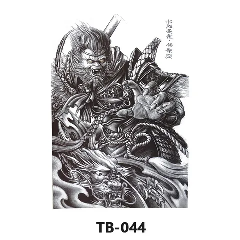 Autocollant de Tatouage Temporaire Imperméable pour Grand Dos Dragon Chinois Tigre Sun Wukong Guan Yu Décalcomanie de Corps