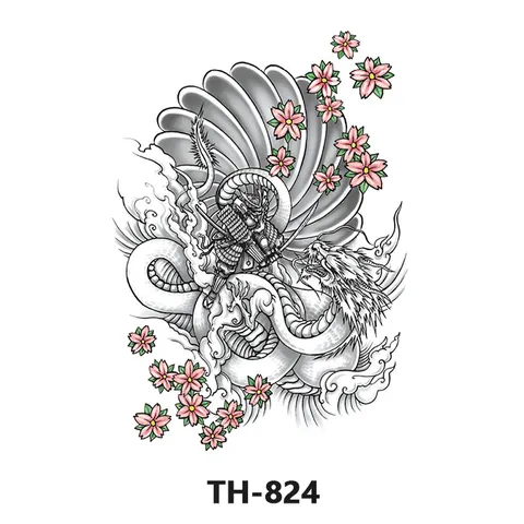 Autocollant de Tatouage Temporaire Imperméable Totem Animal Demi Bras Tatouage Transfert Autocollant Pour Hommes Femmes Corps Art Maquillage