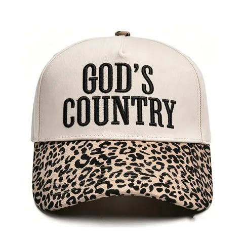 Vintage Leopard Print Patchwork Baseballkappe Western Stil Bestickte Buchstaben Sonnenschutz Gebogene Krempe Trucker Hut Für Herren Damen