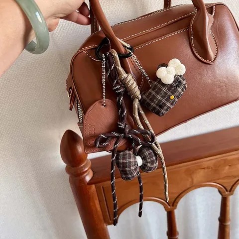 Pluche Strik Kat Tas Hanger Schattig Dier Auto Sleutelhanger Pluizige Strik Sleutelhanger Decoratieve Tas Hangend Ornament