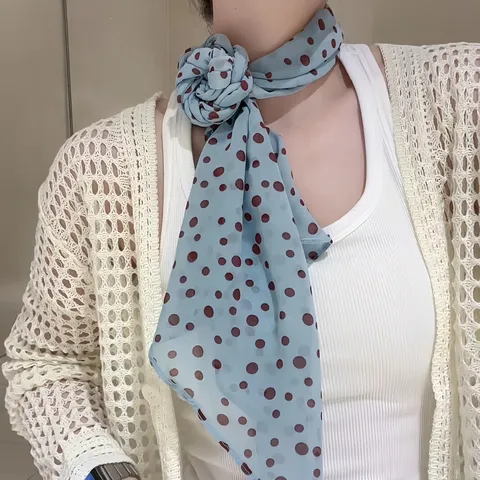 Women Fashion Long Polyester Scarf Chiffon Polka Dot Animal Print Neck Scarf Hair Band