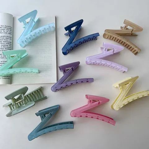 Z-Förmige Haarklammer Große Kunststoff Haifischklammer Mit Glitzer Bonbonfarbe Geometrisches Haaraccessoire Für Das Tägliche Styling