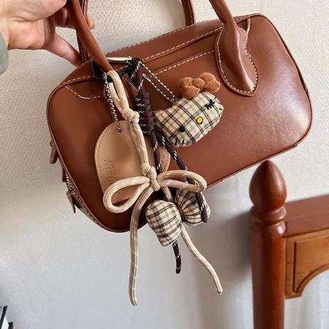 Pluche Strik Kat Tas Hanger Schattig Dier Auto Sleutelhanger Pluizige Strik Sleutelhanger Decoratieve Tas Hangend Ornament