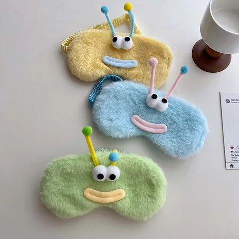Plush Sleep Eye Mask Cute Cartoon Animal Shading Eye Cover Soft Comfortable Blindfold For Women Students Travel Nap