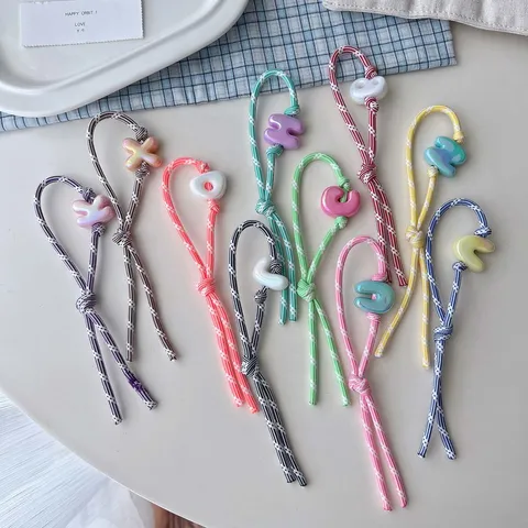Bonbonfarbener Buchstabenperlen Handy Umhängeband Diy Handytasche Taschenanhänger Schlüsselanhänger Mode Schmuck Zubehör
