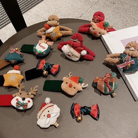 Weihnachten Geweih Haarspitze Plüsch Cartoon Santa Haarnadel Festlich Süße Haarzubehör Für Frauen Mädchen Party