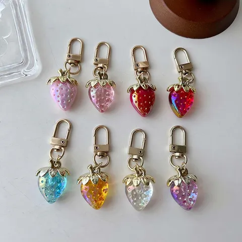 Niedlicher Erdbeer Schlüsselanhänger Süß Acryl Herz Schlüsselanhänger Taschenanhänger Frucht Beutel Charm Modeschmuck Geschenk Für Damen