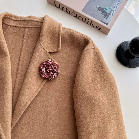 Handgemachte Stoff Kamelie Blume Brosche Pin Französischer Schick Tweed Blumen Korsage Eleganter Modeschmuck Für Damen