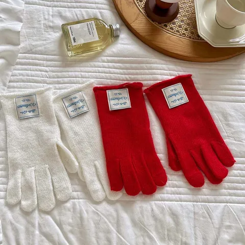 Guantes Sin Dedos Cálidos de Invierno para Mujer Mezcla de Pelo de Conejo Estilo Coreano Color Sólido Tejido Suave Puños Acanalados Guantes Térmicos