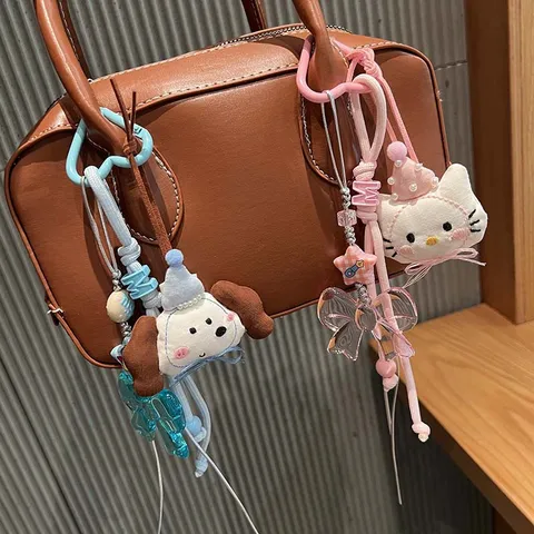 Cute Cartoon Plush Animal Bag Charm Kawaii Duck Rabbit Puppy Elephant Pendant Keychain Handbag Decoration