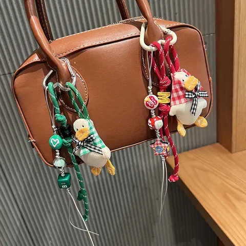 Cute Cartoon Plush Animal Bag Charm Kawaii Duck Rabbit Puppy Elephant Pendant Keychain Handbag Decoration