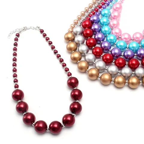 Kinder Acryl Chunky Perlenkette Bunte Kunstperle Statement Halskette Für Kinder Mädchen Modeschmuck Geschenk