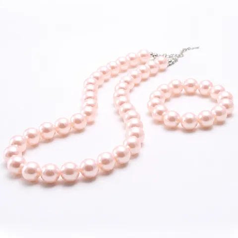 DIY Kinder Künstliche Perle Perlenkette Und Armband Set Süße Mädchen Mode Schmuck Geschenk Party