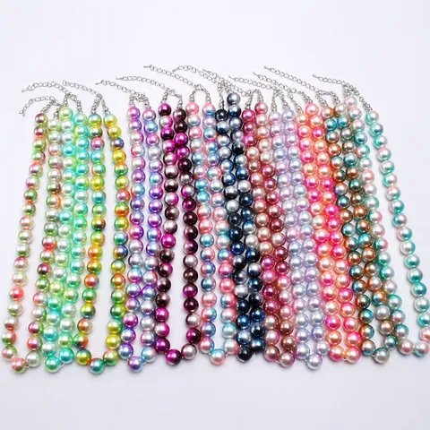 Kinder Bunte Perlenbesetzt Halskette Kinder Mode Farbverlauf Acrylperle Halskette Schmuck Geschenk