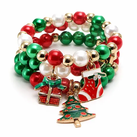 Kinder Weihnachtsperlen Armband Kinder Feiertag Party Acryl Perle Anhänger Armband Schmuck Geschenk