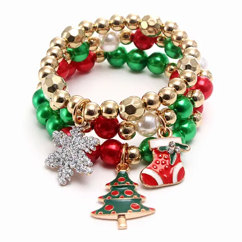Kinder Weihnachtsperlen Armband Kinder Feiertag Party Acryl Perle Anhänger Armband Schmuck Geschenk