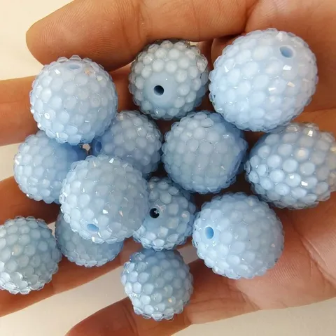 Perline Sciolte in Acrilico con Strass in Resina Azzurro Primavera Perle Chunky Per Fai da Te Gioielli e Artigianato