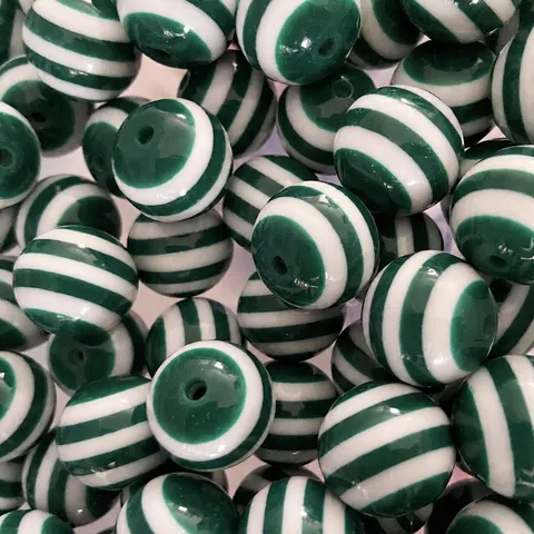 Dark Green Resin Striped Beads 20mm Chunky Beads DIY Christmas Craft Jewelry Making Loose Beads Craft Supplies