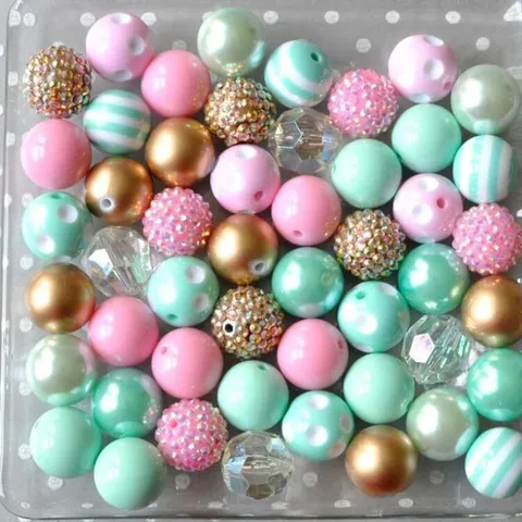 Perles Chunky en Acrylique Vert Menthe Couleur Mélangée Perles Vrac Pour Fabrication de Bijoux Bricolage