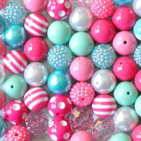 Chunky Acryl Kralen Gemengde Kleur Stippen Gestreepte Strass Parel Kralen Assortiment Voor DIY Sieraden Maken Ambacht