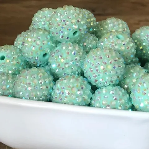Cuentas Sueltas de Resina con Estrás Verde Menta Cuentas Gruesas Coloridas con Revestimiento AB para Joyería DIY y Manualidades