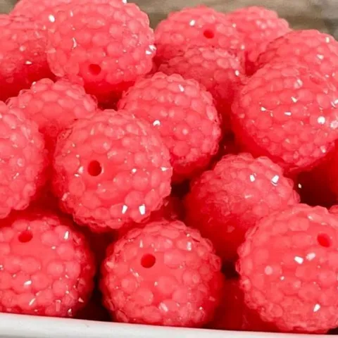 Wassermelonenrot Harz Strass Facettierte Kugelperlen Chunky Perlen Transparente Lose Perlen Für DIY Schmuckherstellung Handwerk