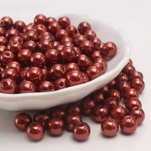 ABS Kunststoff Künstliche Perle Perlen Rotbraun Runde Lose Perlen Für DIY Handwerk Schmuck Herstellung Zubehör