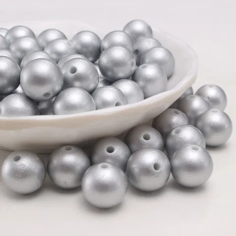 Matte Silberne ABS Kunststoff Perlen Runde Lose Perlen Für DIY Schmuckherstellung Armband Halskette Handwerk Zubehör