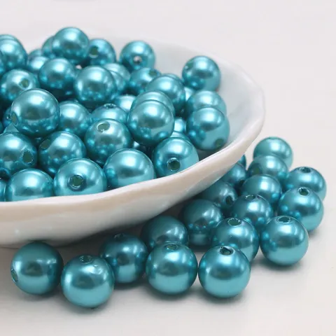 ABS Kunststoff Imitation Perle Lose Perlen Loch Blau Runde Perle DIY Schmuckherstellung Handwerk Zubehör
