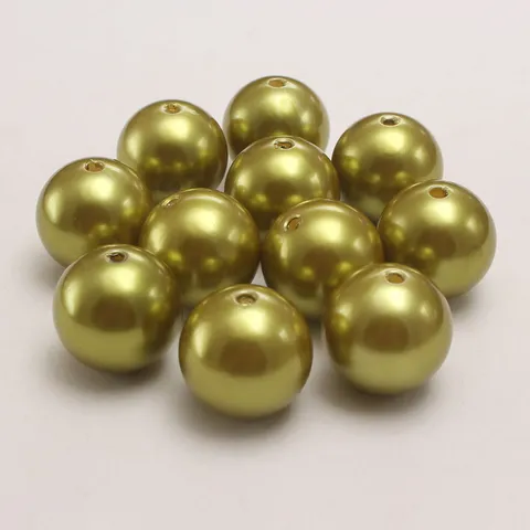 Hellolivgrün ABS Kunststoff Künstliche Perle Perlen Runde Lose Perlen Für DIY Handwerk Schmuck Herstellung
