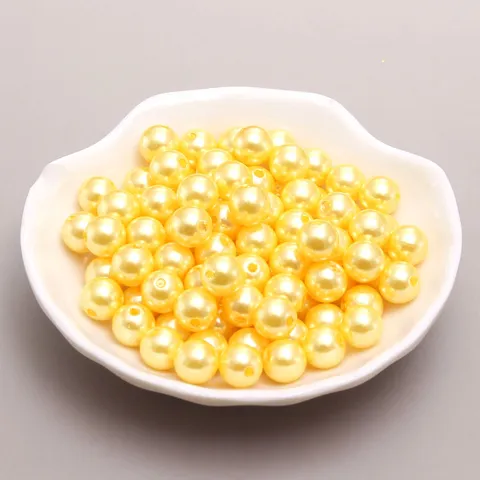 Jaune Foncé ABS Plastique Perle Artificielle Perles Perles Rondes en Vrac DIY Artisanat Accessoires Fabrication de Bijoux