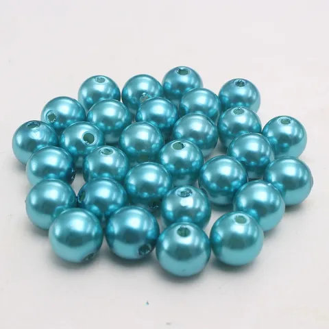 ABS Kunststoff Imitation Perle Lose Perlen Loch Blau Runde Perle DIY Schmuckherstellung Handwerk Zubehör