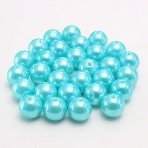 Seenblau ABS Kunststoff Künstliche Perle Perlen Runde Lose Perlen Für DIY Schmuck Herstellung Und Handwerk Design Zubehör