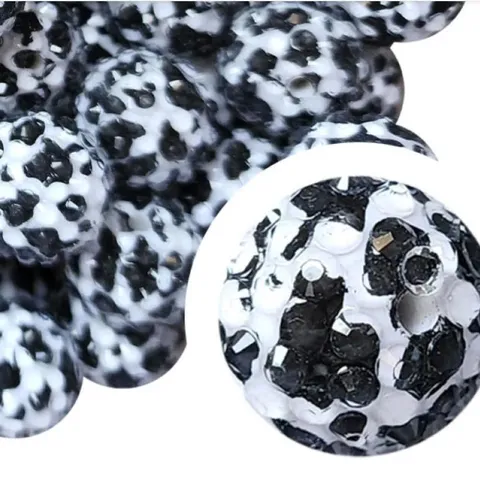 Black And White Cow Print Resin Rhinestone Beads DIY Chunky Beads Loose Beads For Jewelry Making Craft Accessories