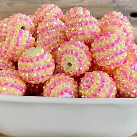 Bunte Gestreifte Harz Strass Perlen Chunky Bubblegum Perlen Für DIY Schmuckherstellung Und Bastelprojekte