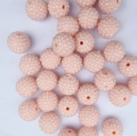 Spring Pink Resin Rhinestone Ball Beads Acrylic Loose Beads Chunky Beads For DIY Jewelry Making Craft Supplies
