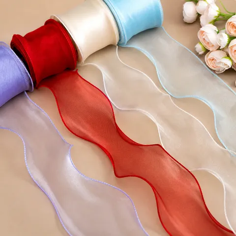 Ampio Nastro in Filato Coda di Pesce Nastro in Organza Trasparente Per Bouquet di Fiori Scatola Regalo Imballaggio DIY Fiocco