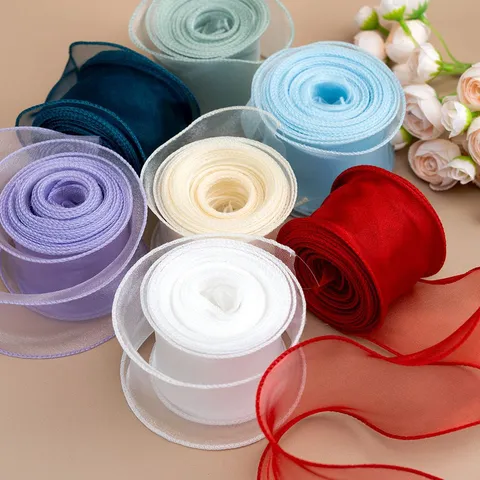 Ampio Nastro in Filato Coda di Pesce Nastro in Organza Trasparente Per Bouquet di Fiori Scatola Regalo Imballaggio DIY Fiocco