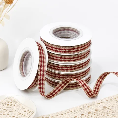 Nastro a Quadri Rossi Stile Vintage Britannico Per Confezione Regalo Fiocco Fai da Te Decorazione Albero di Natale