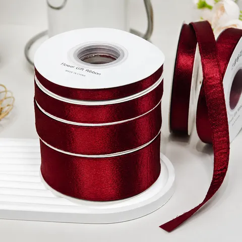 Nastro in Velluto Scintillante Doppia Faccia Rosso Vino Nastro in Tessuto di Raso per Fiocchi DIY Accessori per Capelli Artigianato di Abbigliamento