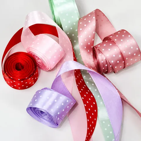 Nastro in Poliestere a Pois Rotolo Nastro in Tessuto Stampato Per Confezioni Regalo Fiocchi per Capelli Cucito DIY Accessori per Abbigliamento
