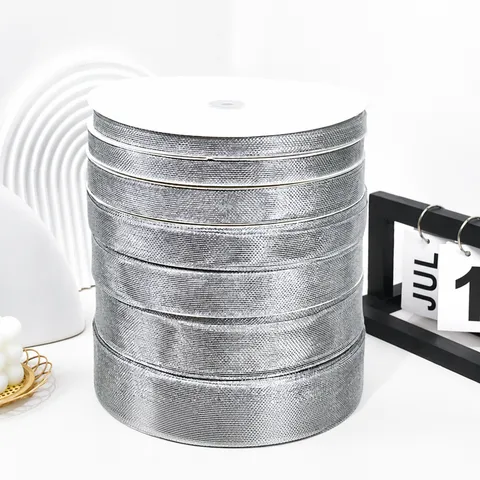 Silbernes Netzband Polyester Metallisches Glitzer Schimmer Band Für Geschenkverpackung Haarschleifen Handwerk DIY Backen Party Dekoration
