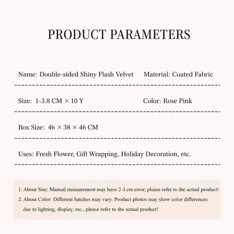 Cinta de Terciopelo con Brillo de Doble Cara Rosa Brillante Satinada para Lazos DIY Accesorios de Cabello y Decoración