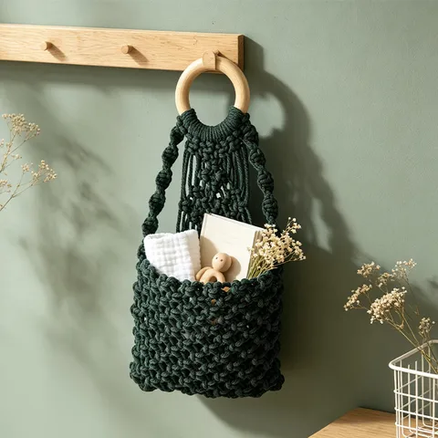 Böhmischer Handgefertigter Baumwollgewebter Wandbehang Aufbewahrungstasche Makramee Maschenorganizer Für Schlafzimmer Wohnzimmer Wohnkultur