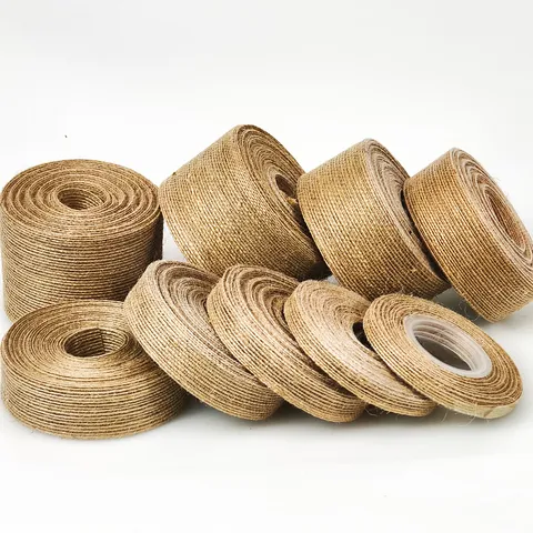 Natural Faux Linen Burlap Ribbon With Fishing Line Edge For Christmas DIY Craft Gift Wrapping Floral Decoration