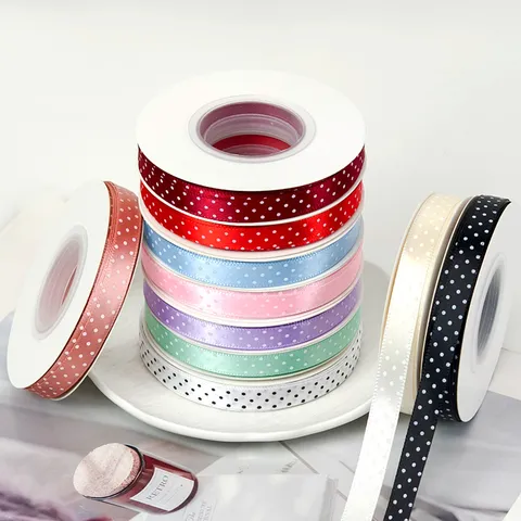 Nastro in Poliestere a Pois Nastro Stampato Monofacciale per Cucito DIY Fatto a Mano Fiocchi per Capelli Confezione Regalo